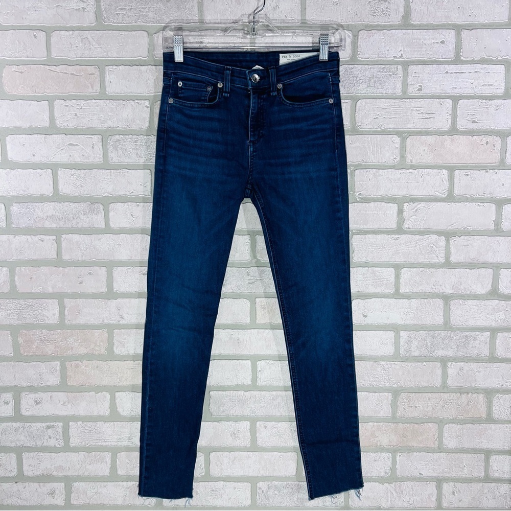 rag & bone Cate Midrise Ankle Skinny Raw Hem Jeans in Wilton Wash Size 25 - Picture 3 of 9